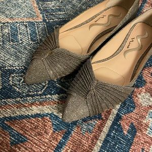 Nina Silver Glitter Pointy Toed Flats